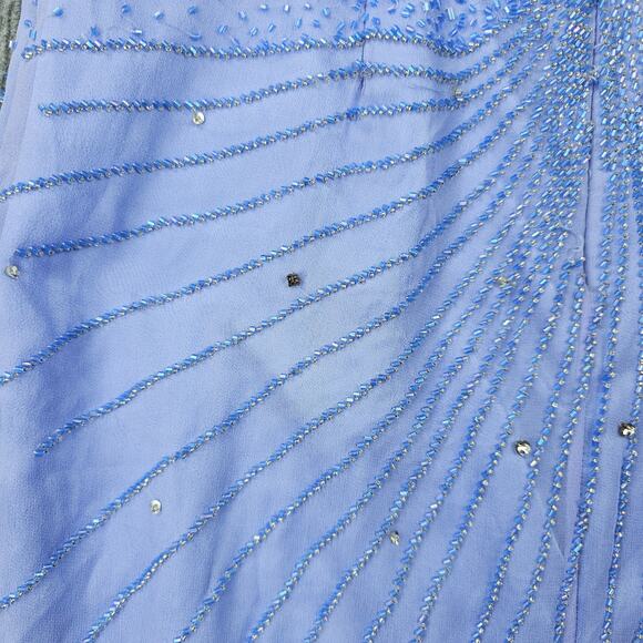 Alyce Designs Gown Womens 14 Purple Beaded Halter Whimsical Prom Dress 90s Silk - Picture 9 of 12